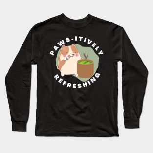 Paws-itively Refreshing Corgi Tea time Dark Long Sleeve T-Shirt